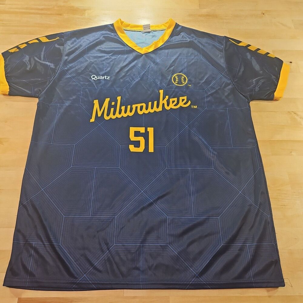 Quartz Milwaukee Peralta #51 Soccer Jersey Shirt Size XL Blue & Yellow